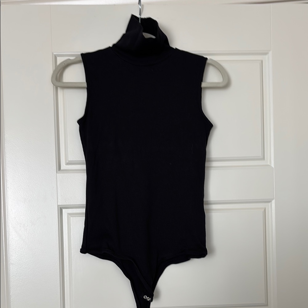 Horse of Harlow Pima Cotten Black Sleeveless High Neck Bodysuit